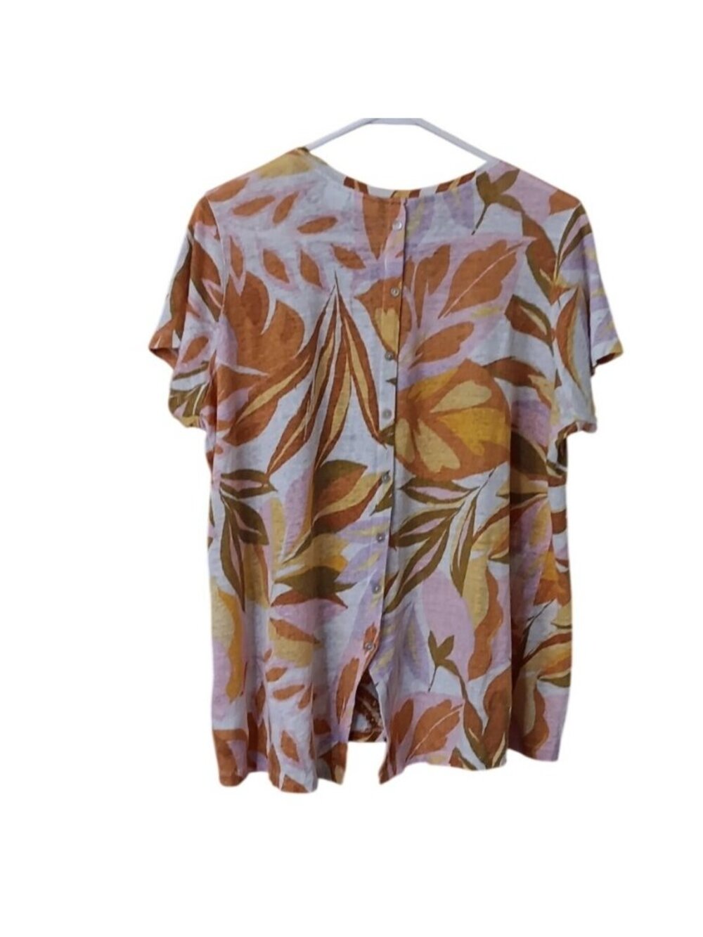 C&C California Linen Tropical Floral Button Back Tunic Top 1X - Picture 2 of 11